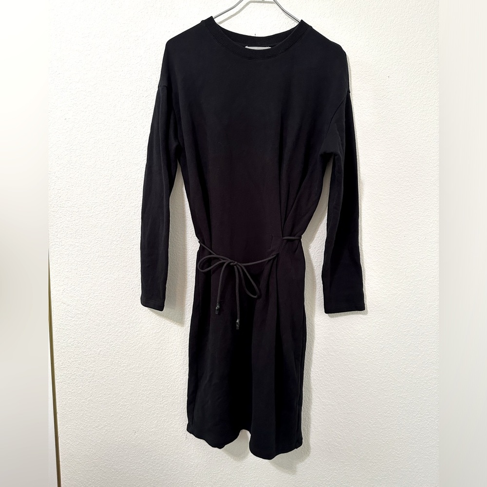 VINCE 100% Cotton Crew Neck Sweater Dress With Cord Tie Waist EUC - Picture 4 of 9
